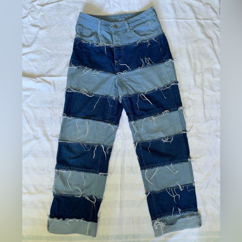 Striped Patchwork Jeans - image 2